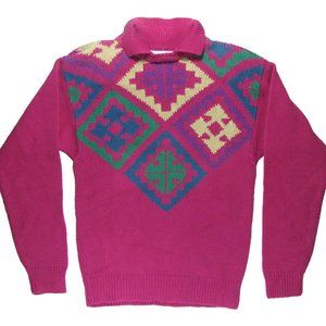 Vintage Alpenblick Collared Magenta Sweater